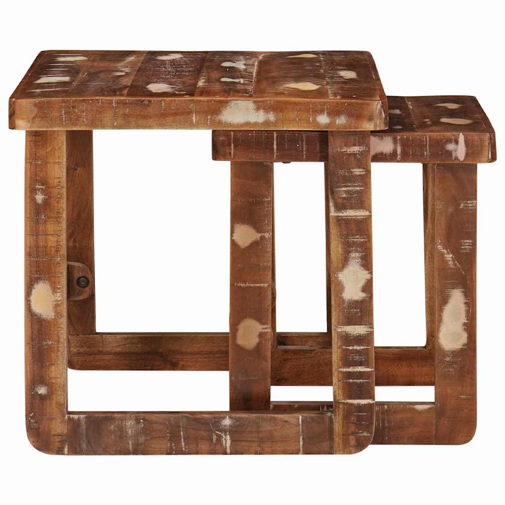vidaXL Stolik gniazdowy 2 pcs 46 x 46 x 45 cm Lite Drewno Recyklingowe