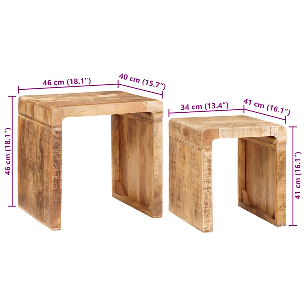 vidaXL Stolik gniazdowy 2 pcs Brązowy 46 x 40 x 46 cm Drewno z mango