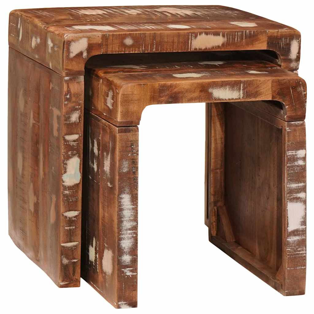 vidaXL Stolik gniazdowy 2 pcs Brązowy Lite Drewno Recyklingowe