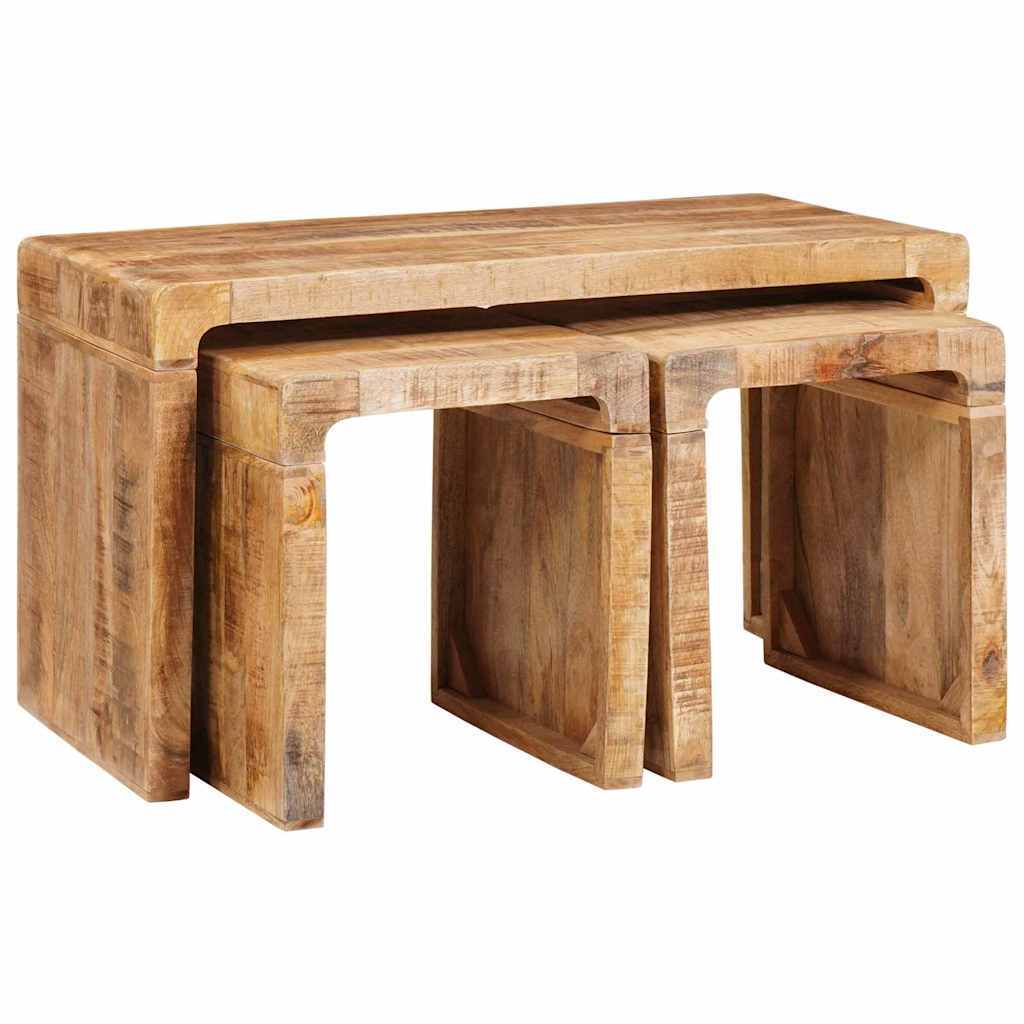 vidaXL Stolik Nesting 3 pcs Brązowy Drewno z mango