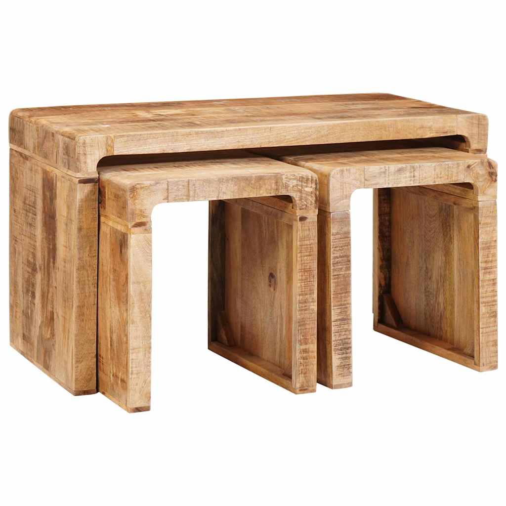 vidaXL Stolik Nesting 3 pcs Brązowy Drewno z mango