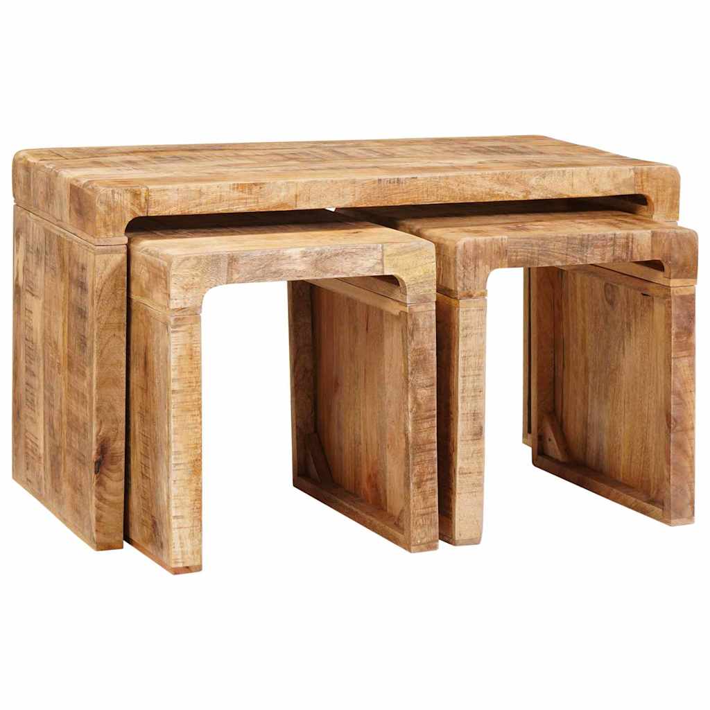 vidaXL Stolik Nesting 3 pcs Brązowy Drewno z mango