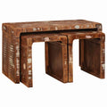 vidaXL Stolik Nesting 3 pcs Brązowy Lite Drewno Recyklingowe
