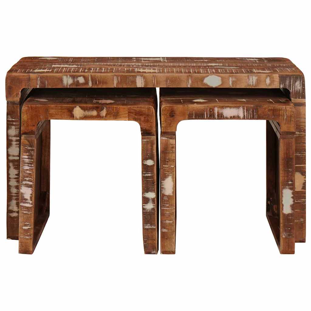 vidaXL Stolik Nesting 3 pcs Brązowy Lite Drewno Recyklingowe