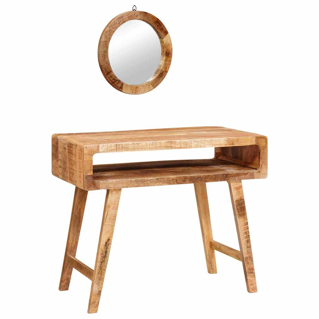 vidaXL Toaletka Z lustrem Brązowy 90 x 76 x 45 cm Drewno z mango