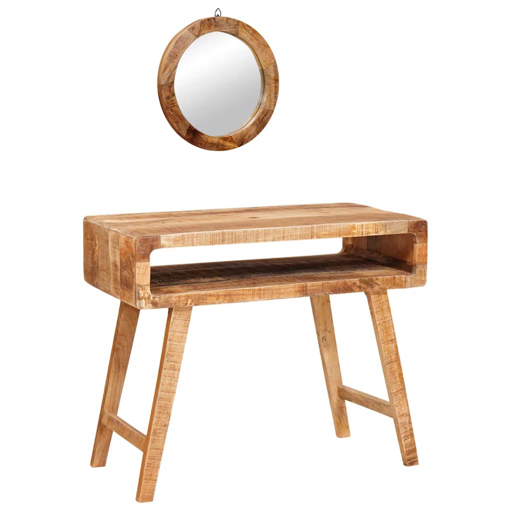 vidaXL Toaletka Z lustrem Brązowy 90 x 76 x 45 cm Drewno z mango