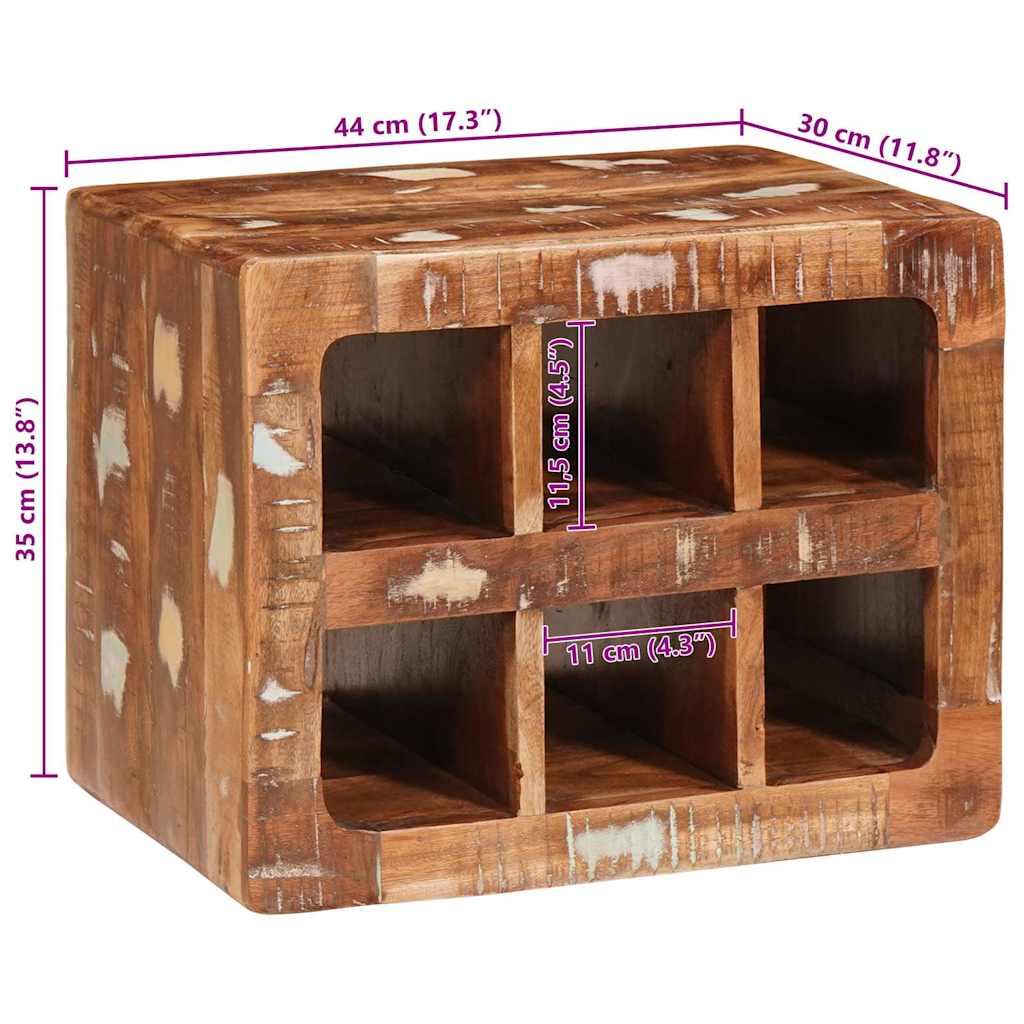 vidaXL Regał na wino Brązowy 44 x 30 x 35 cm Lite Drewno Recyklingowe