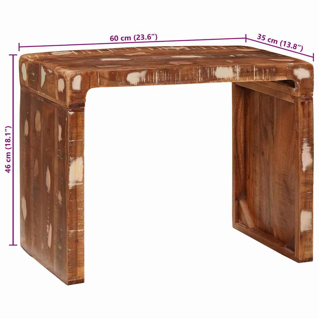 vidaXL Stolik końcowy Brązowy 60 x 35 x 46 cm Lite Drewno Recyklingowe