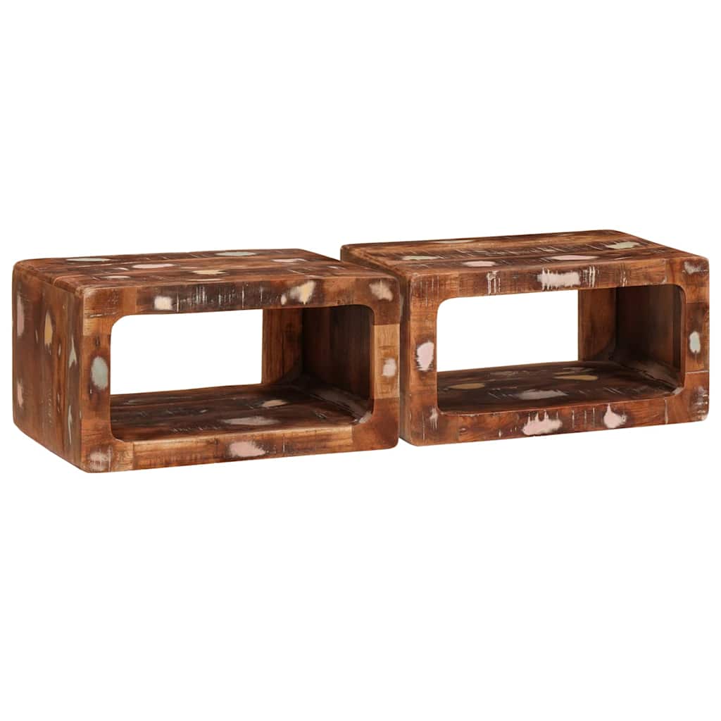 vidaXL Stolik nocny 2 pcs Brązowy Lite Drewno Recyklingowe