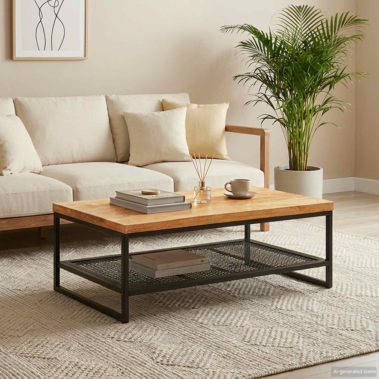 vidaXL Stolik kawowy Brązowy i czarny 110 x 55 x 35 cm Drewno z mango