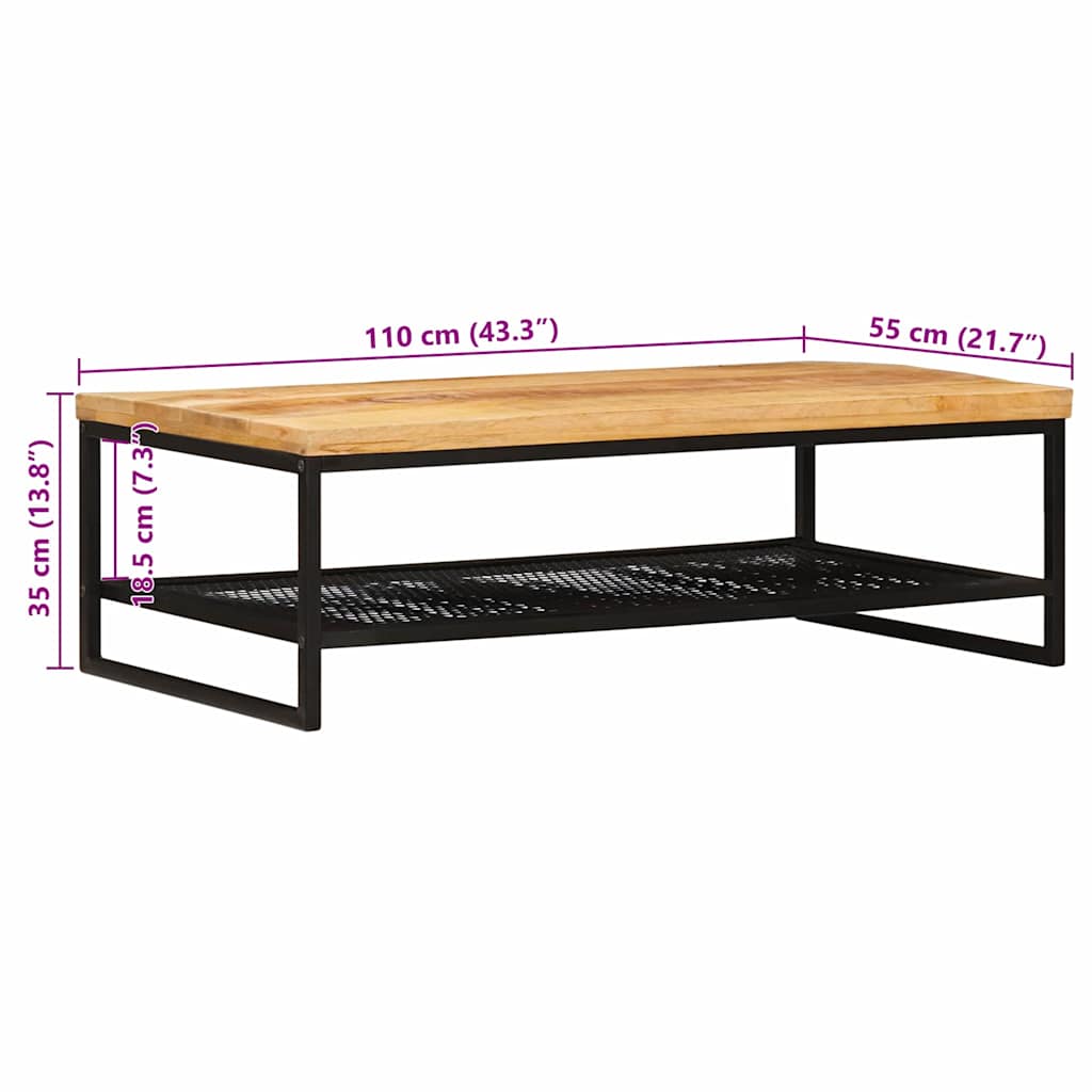 vidaXL Stolik kawowy Brązowy i czarny 110 x 55 x 35 cm Drewno z mango