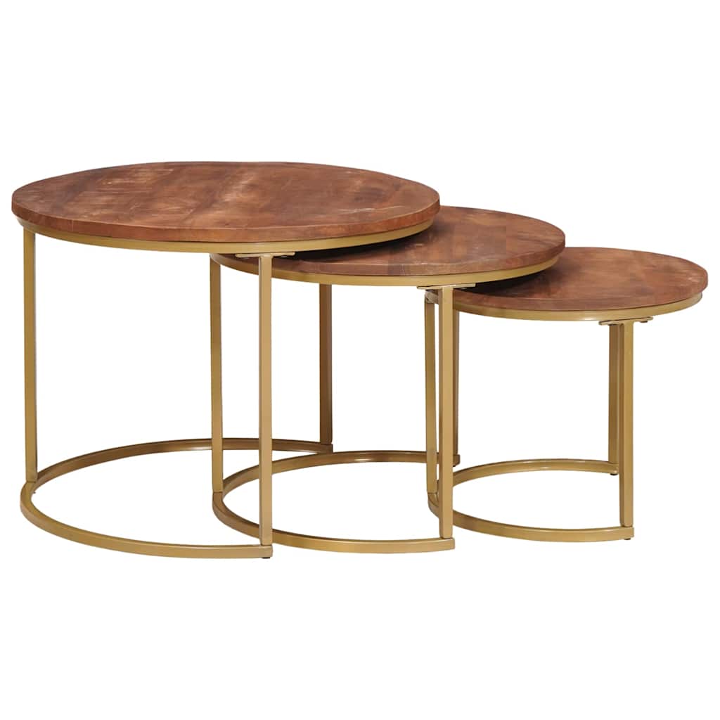 vidaXL Nesting Stoły Kawowe 3 pcs Lite drewno mango i stal