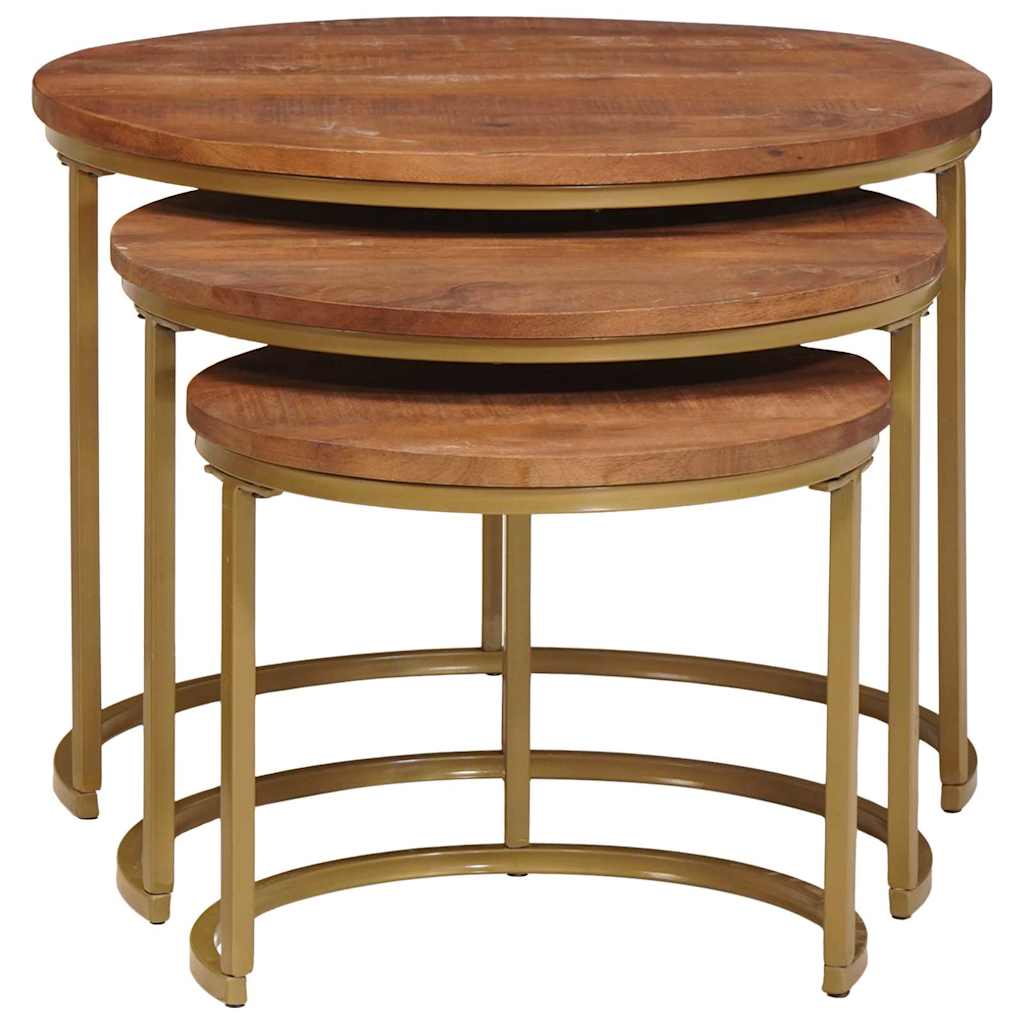 vidaXL Nesting Stoły Kawowe 3 pcs Lite drewno mango i stal