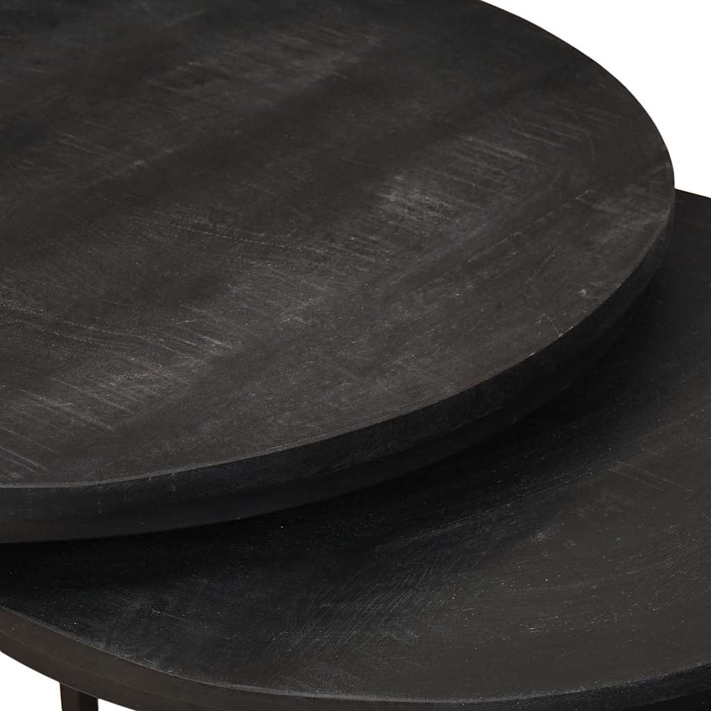 vidaXL Nesting Stoły Kawowe 3 pcs Czarny Lite drewno mango i stal