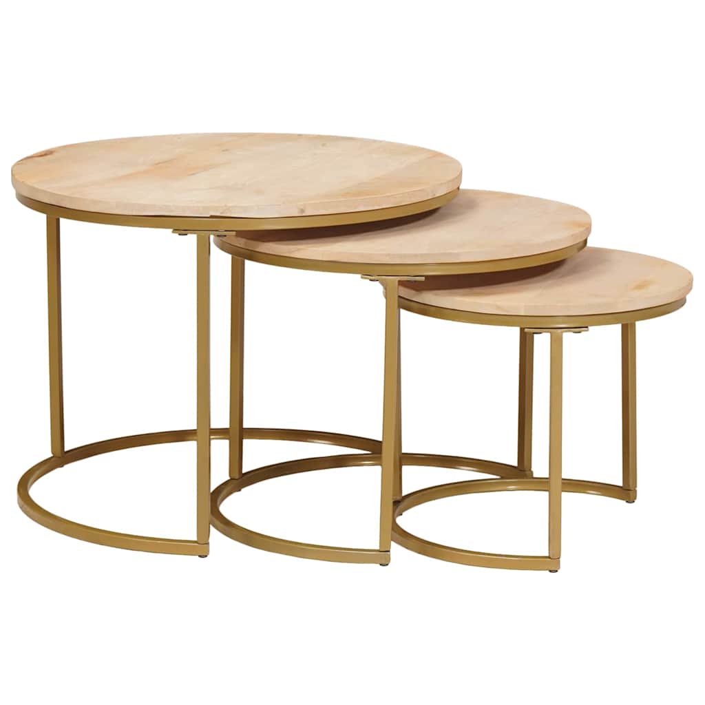 vidaXL Nesting Stoły Kawowe 3 pcs Brązowy Lite drewno mango i stal