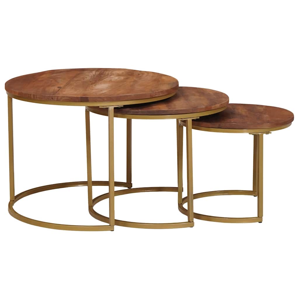 vidaXL Nesting Stoły Kawowe 3 pcs Lite drewno mango i stal