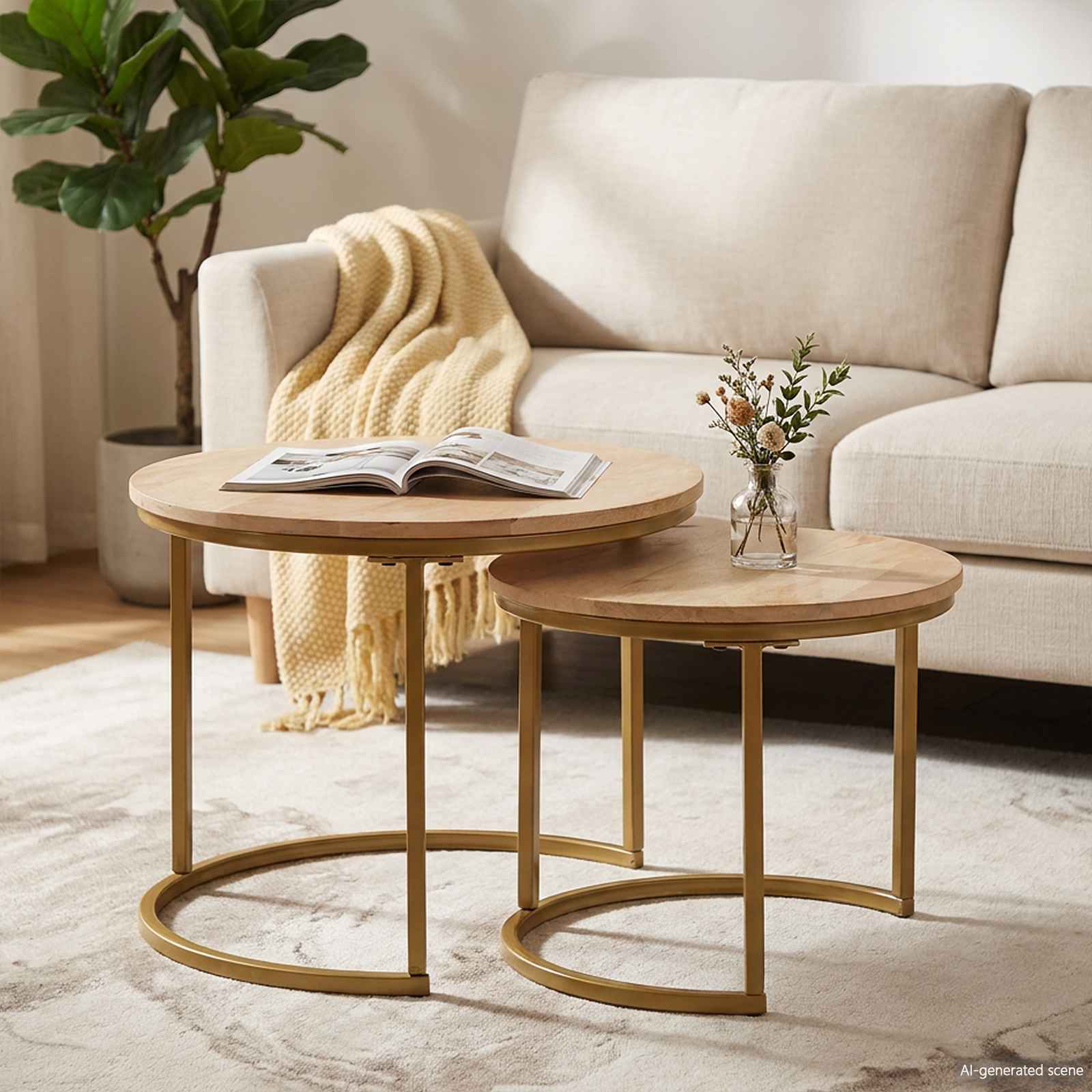 vidaXL Nesting Stoły Kawowe 2 pcs Brązowy Lite drewno mango i stal