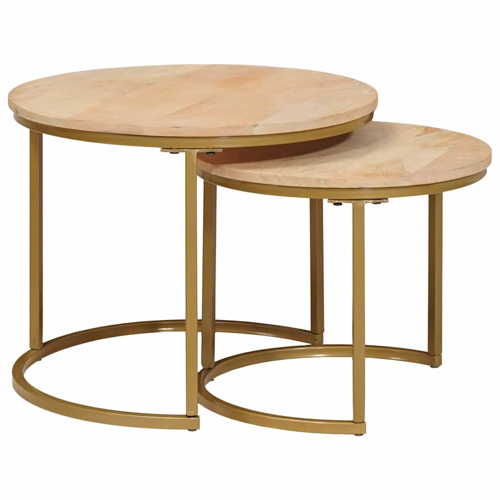 vidaXL Nesting Stoły Kawowe 2 pcs Brązowy Lite drewno mango i stal