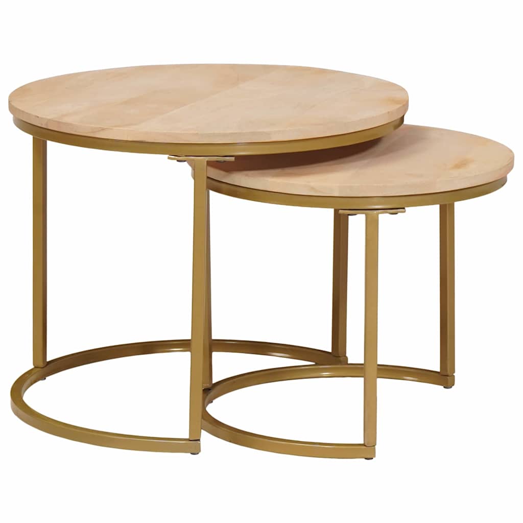 vidaXL Nesting Stoły Kawowe 2 pcs Brązowy Lite drewno mango i stal