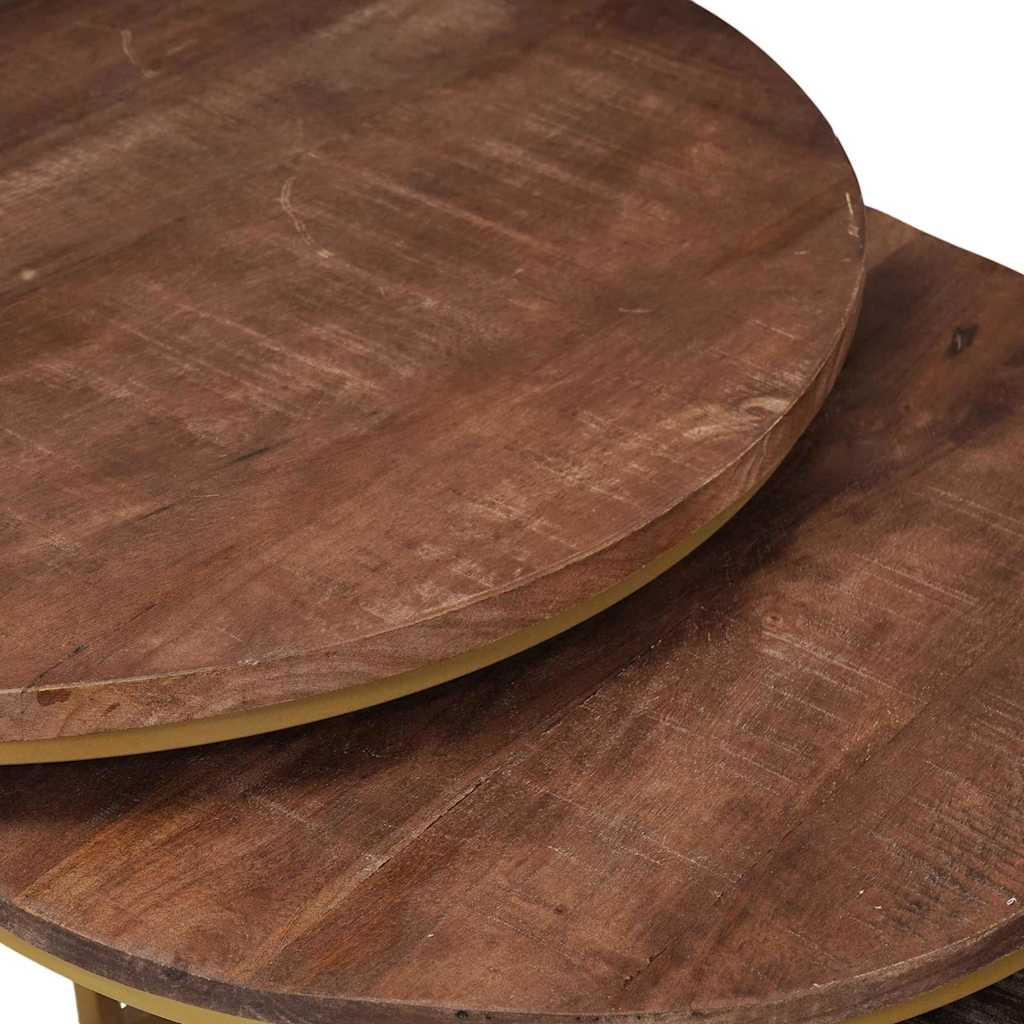vidaXL Nesting Stoły Kawowe 2 pcs Ciemny brąz Lite drewno mango i stal