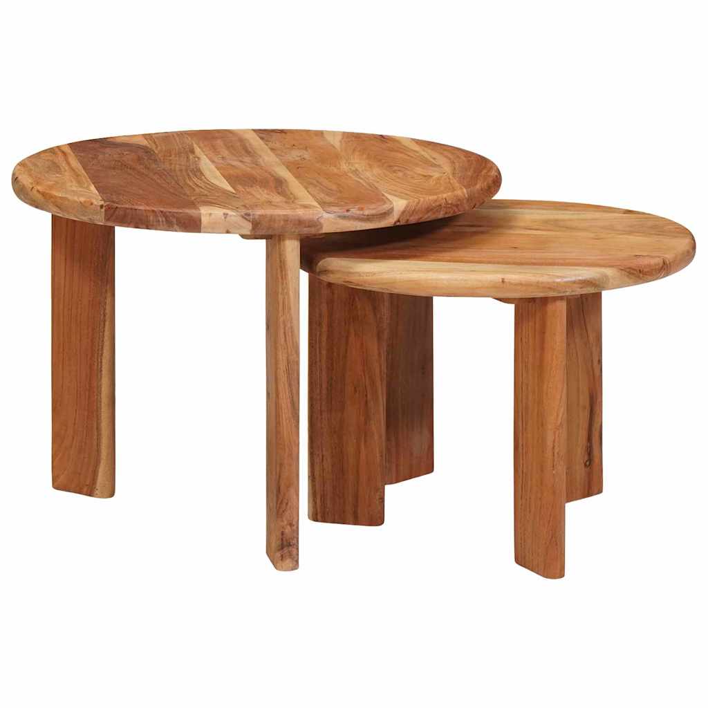 vidaXL Nesting Stoły Kawowe 2 pcs Brązowy Lite Drewno Akacji