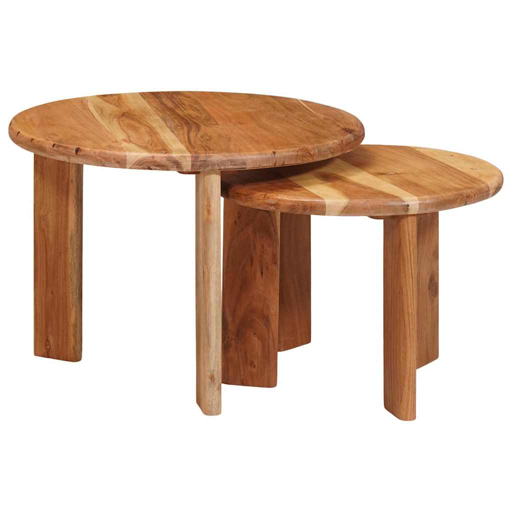 vidaXL Nesting Stoły Kawowe 2 pcs Brązowy Lite Drewno Akacji