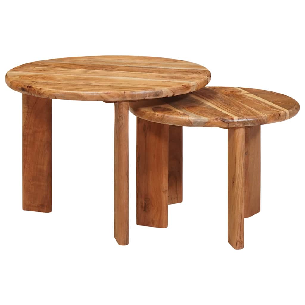 vidaXL Nesting Stoły Kawowe 2 pcs Brązowy Lite Drewno Akacji