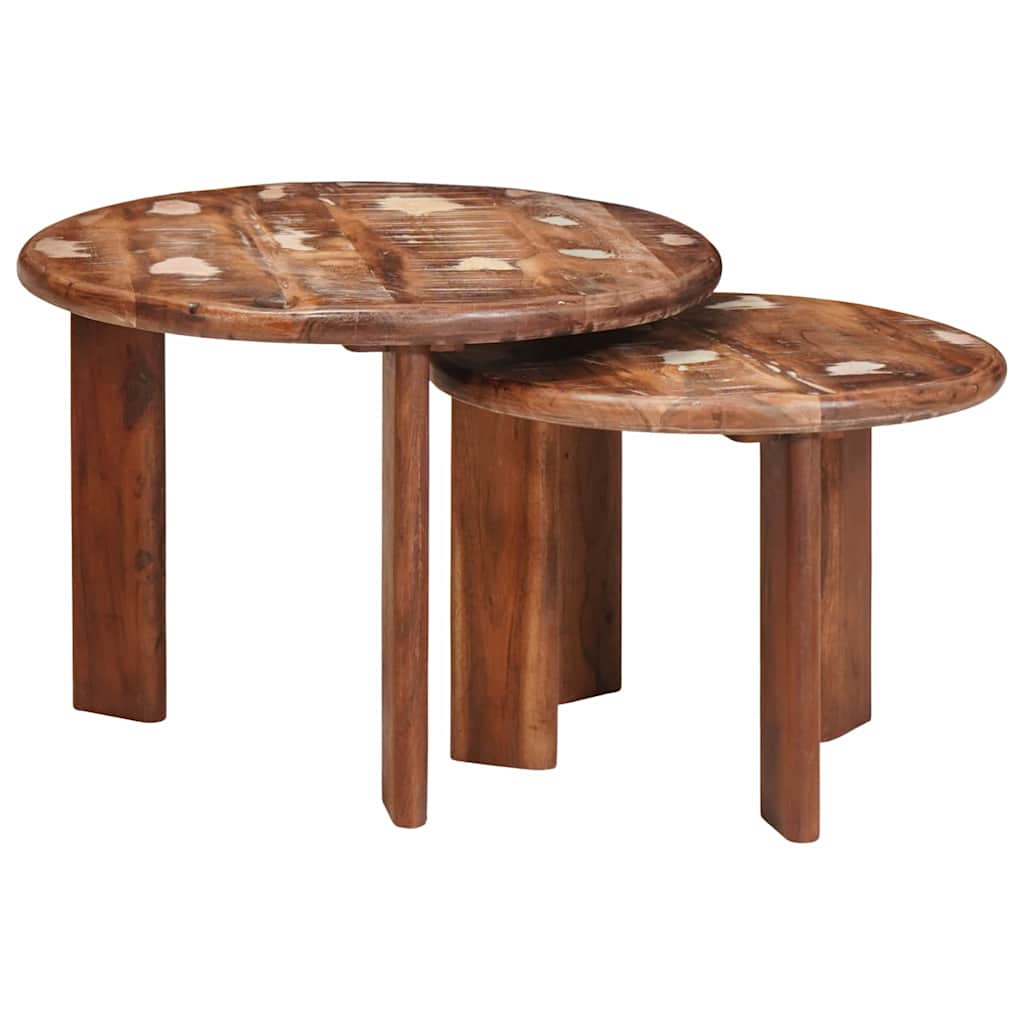vidaXL Nesting Stoły Kawowe 2 pcs Wielokolorowe Lite odzyskane drewno
