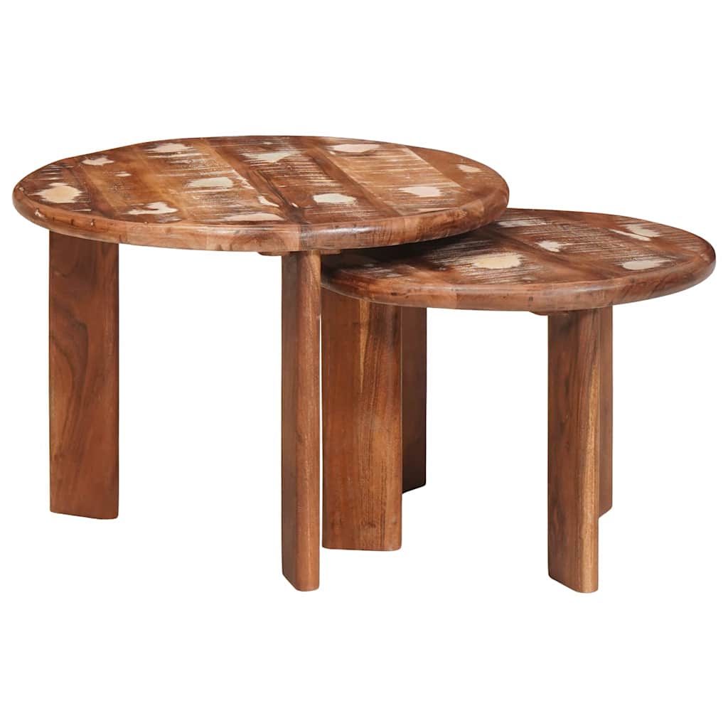 vidaXL Nesting Stoły Kawowe 2 pcs Wielokolorowe Lite odzyskane drewno