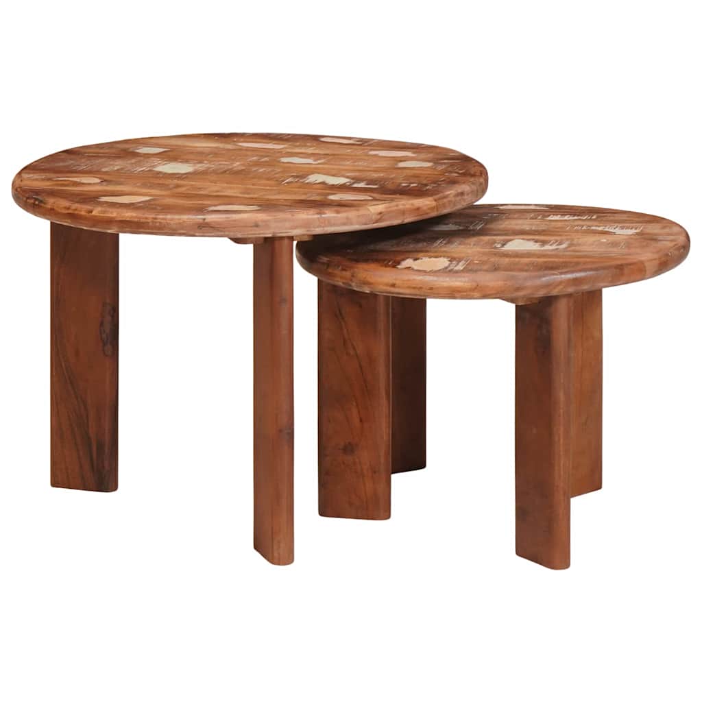 vidaXL Nesting Stoły Kawowe 2 pcs Wielokolorowe Lite odzyskane drewno
