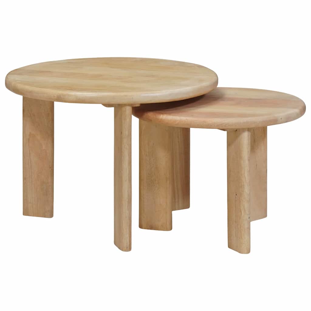 vidaXL Nesting Stoły Kawowe 2 pcs Czarny Drewno z mango