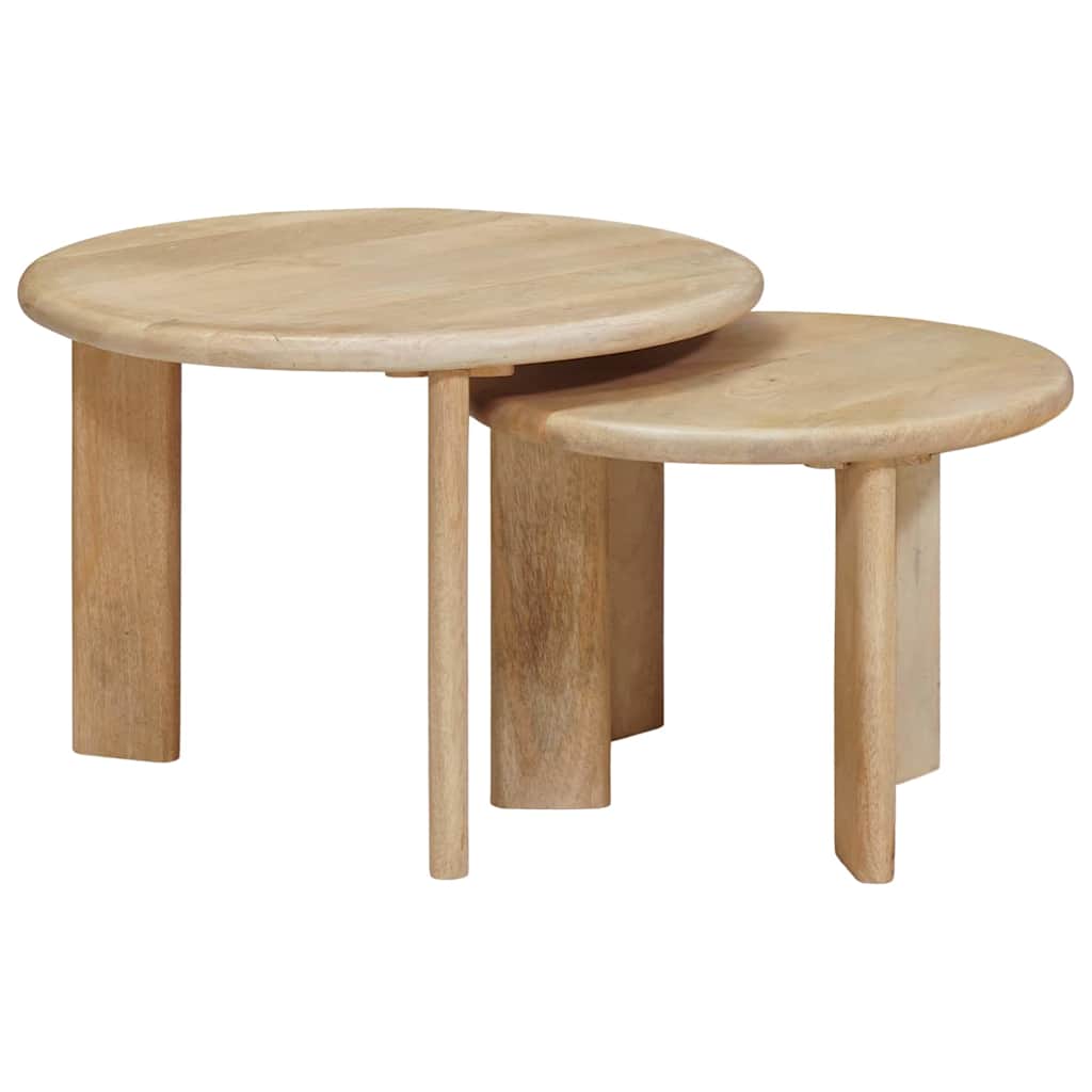 vidaXL Nesting Stoły Kawowe 2 pcs Czarny Drewno z mango