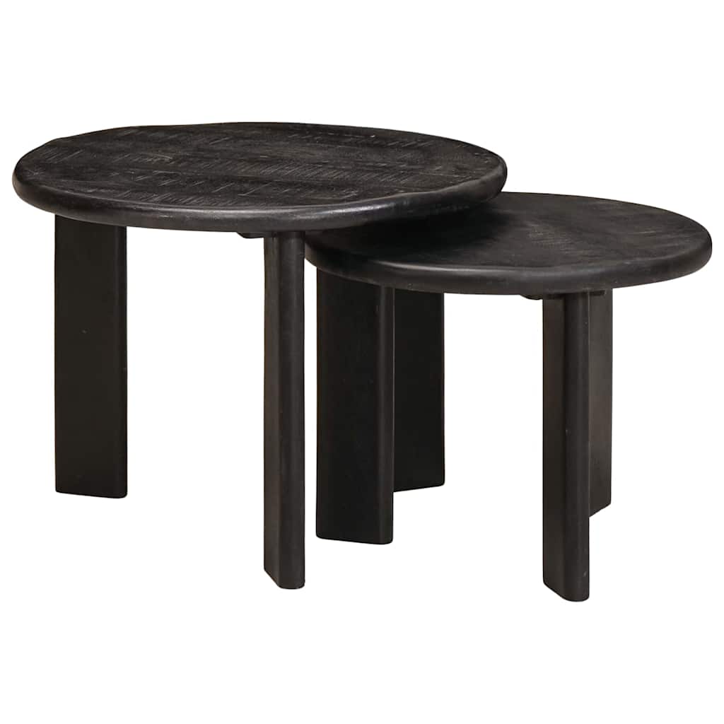 vidaXL Nesting Stoły Kawowe 2 pcs Biały Drewno z mango