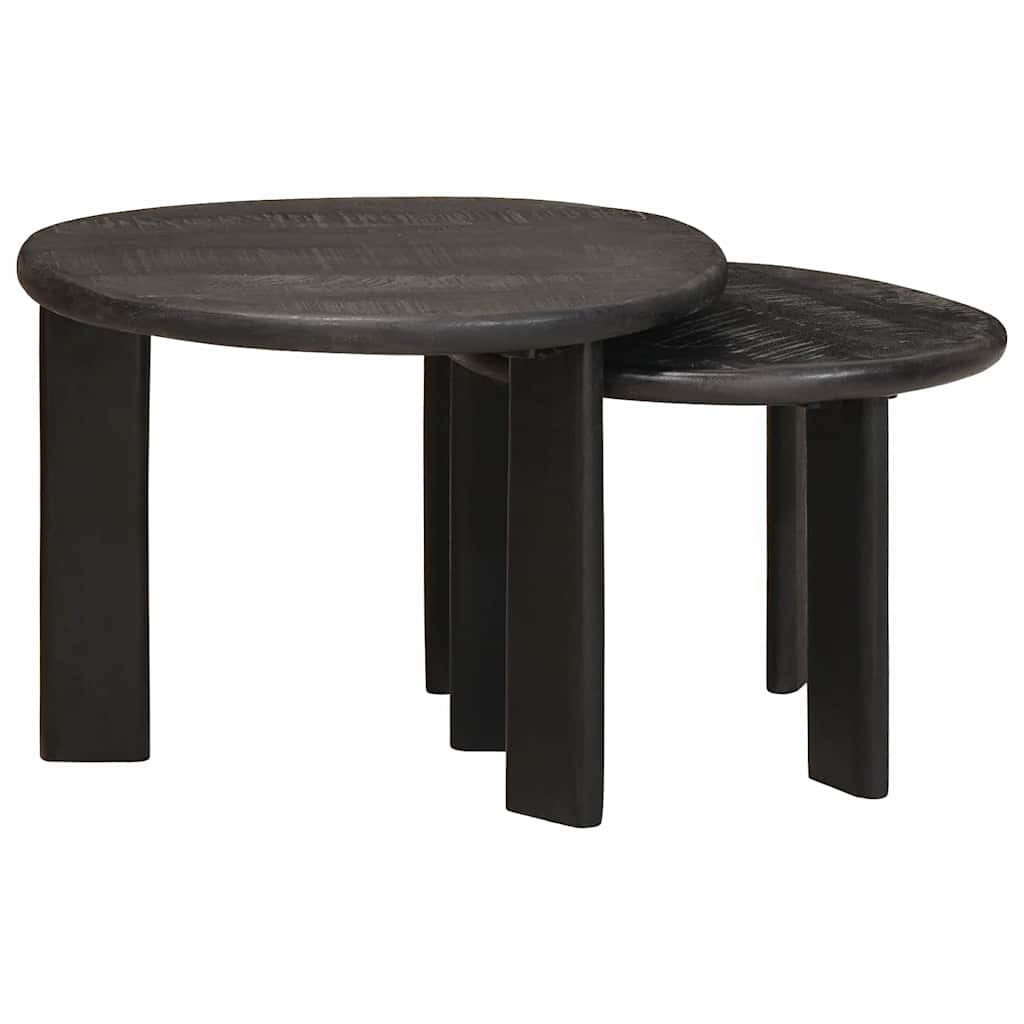 vidaXL Nesting Stoły Kawowe 2 pcs Biały Drewno z mango