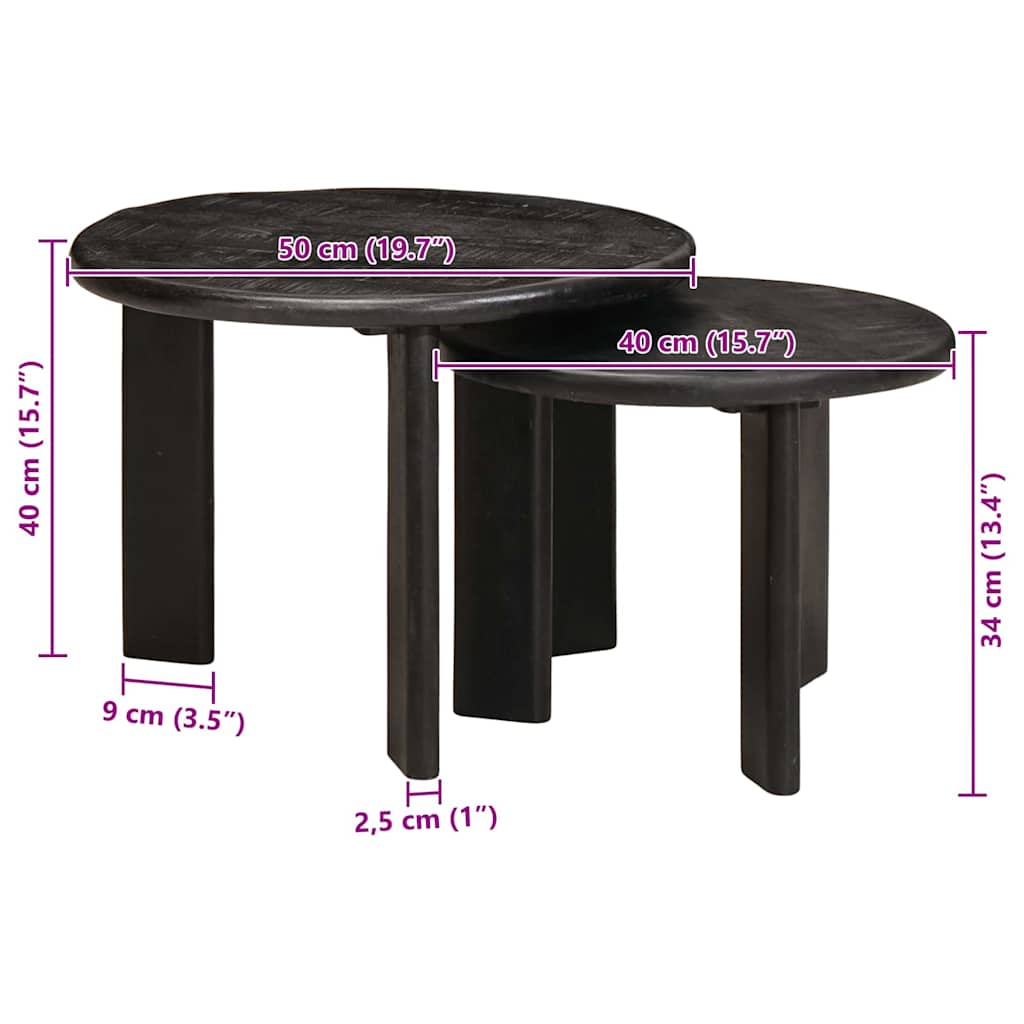 vidaXL Nesting Stoły Kawowe 2 pcs Biały Drewno z mango