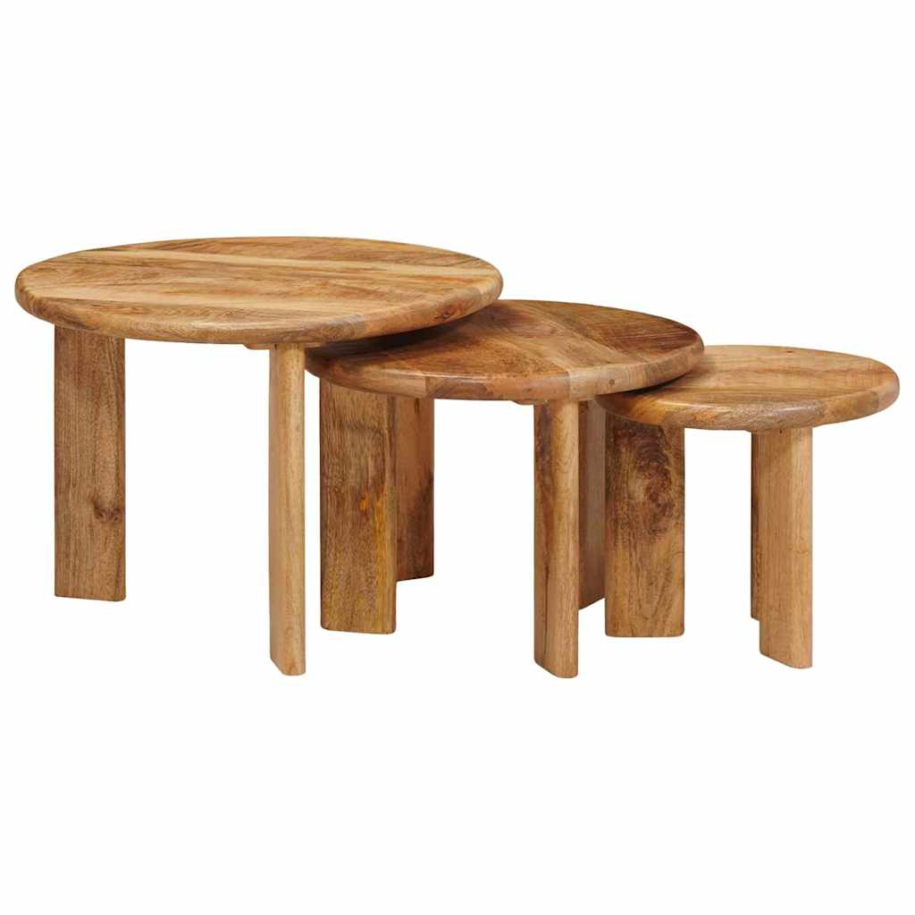 vidaXL Nesting Stoły Kawowe 3 pcs Brązowy Drewno z mango