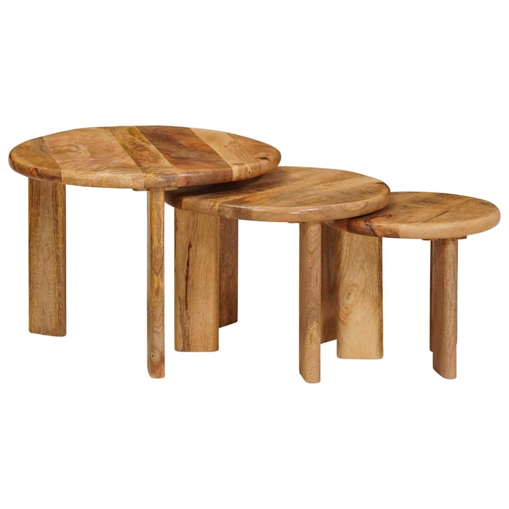 vidaXL Nesting Stoły Kawowe 3 pcs Brązowy Drewno z mango