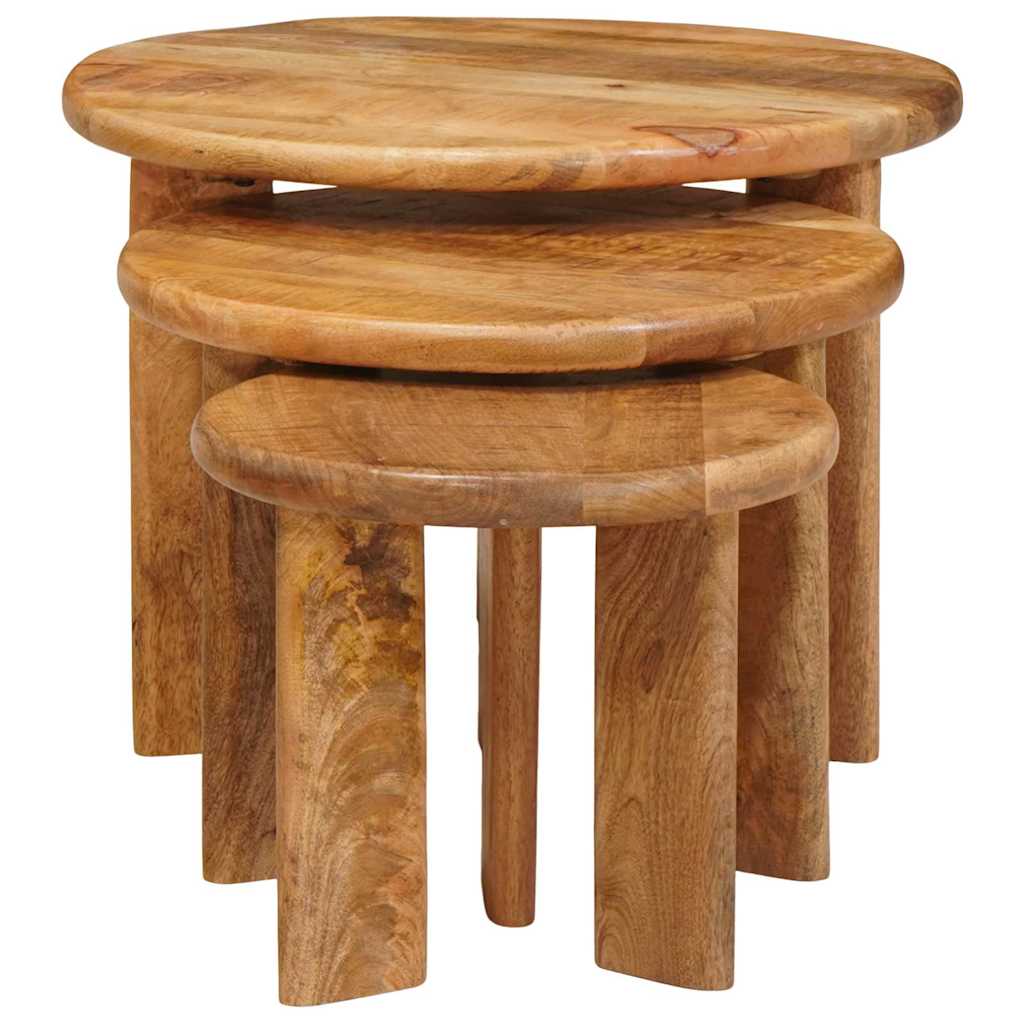 vidaXL Nesting Stoły Kawowe 3 pcs Brązowy Drewno z mango