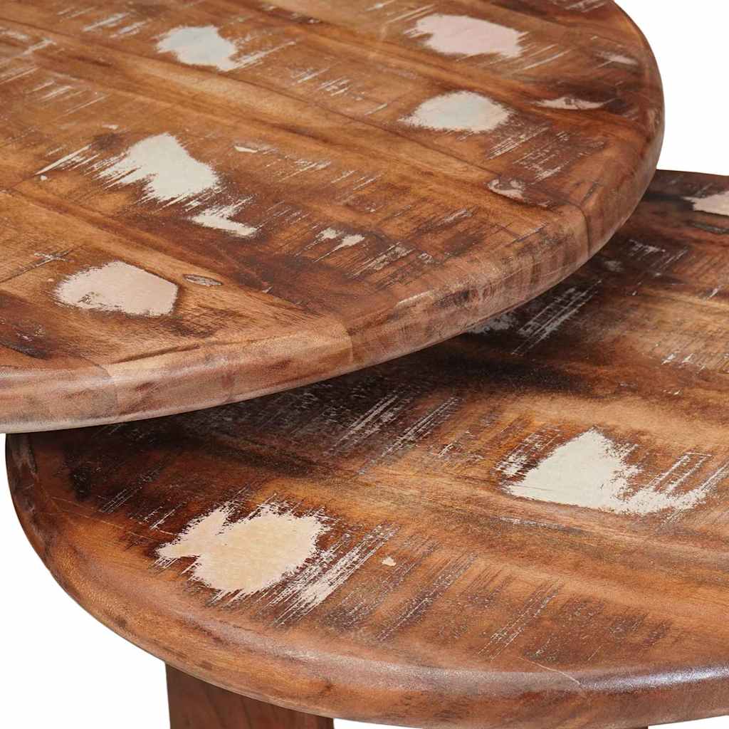 vidaXL Nesting Stoły Kawowe 3 pcs Wielokolorowe Lite odzyskane drewno