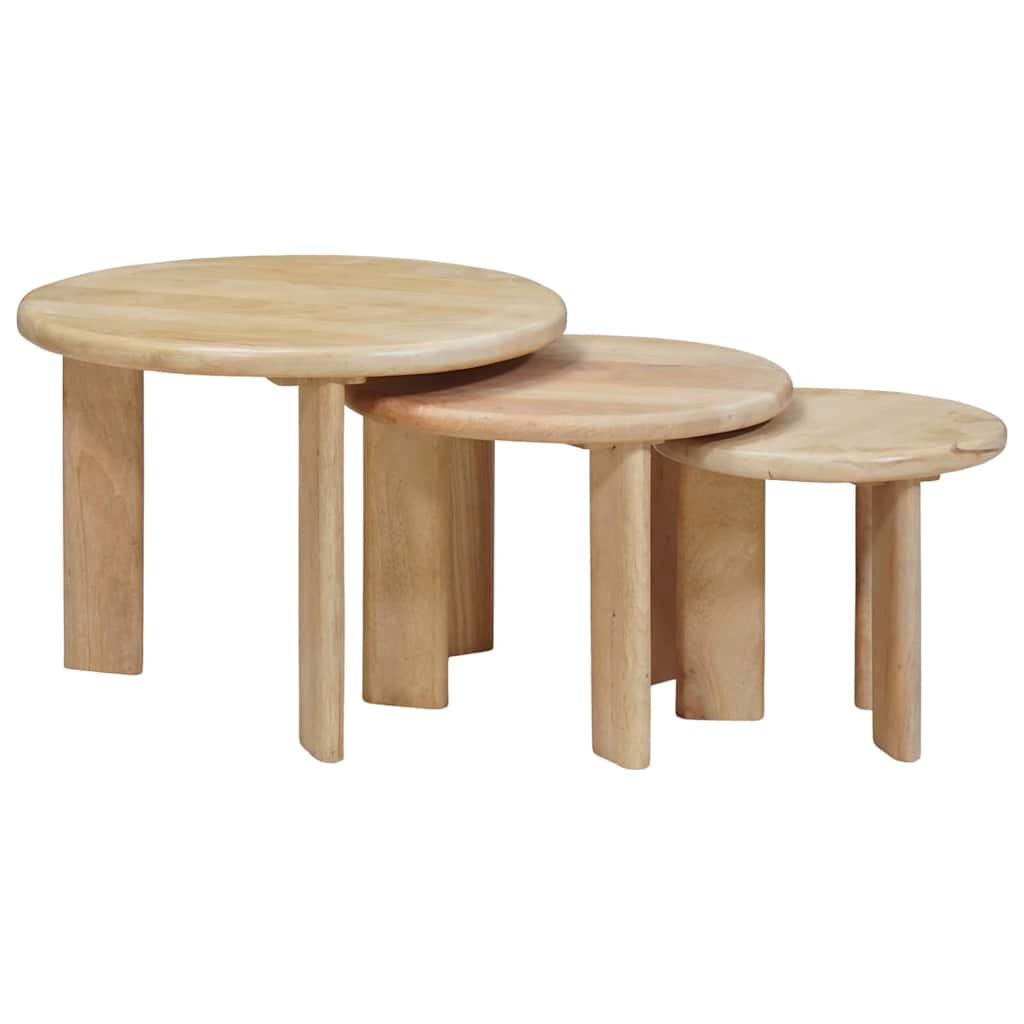 vidaXL Nesting Stoły Kawowe 3 pcs Czarny Drewno z mango