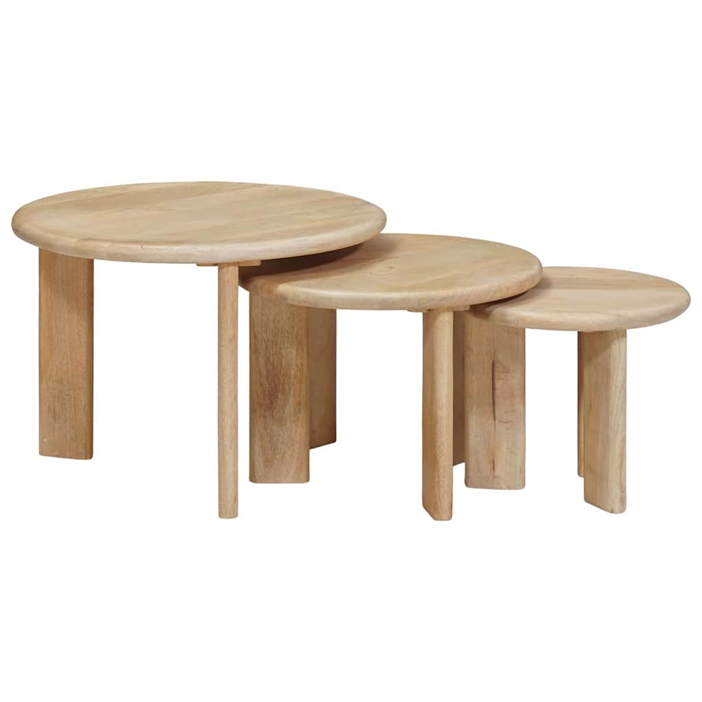 vidaXL Nesting Stoły Kawowe 3 pcs Czarny Drewno z mango