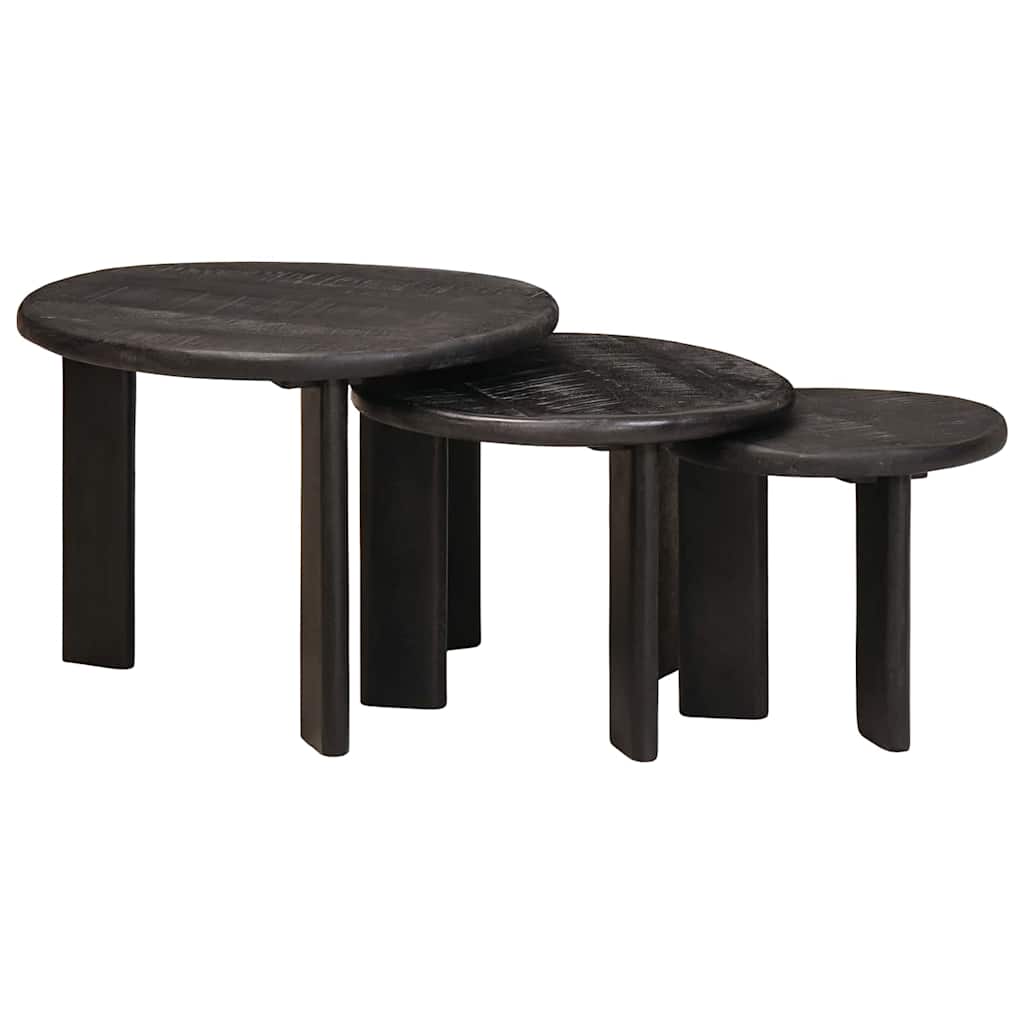 vidaXL Nesting Stoły Kawowe 3 pcs Biały Drewno z mango
