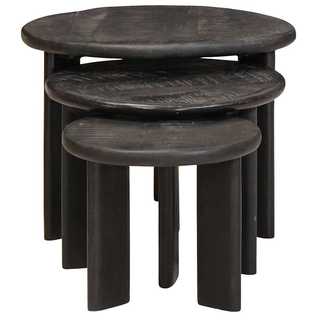 vidaXL Nesting Stoły Kawowe 3 pcs Biały Drewno z mango
