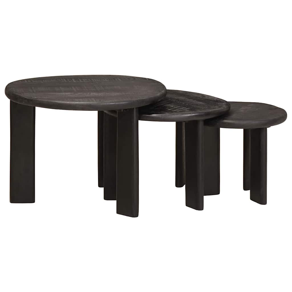 vidaXL Nesting Stoły Kawowe 3 pcs Biały Drewno z mango