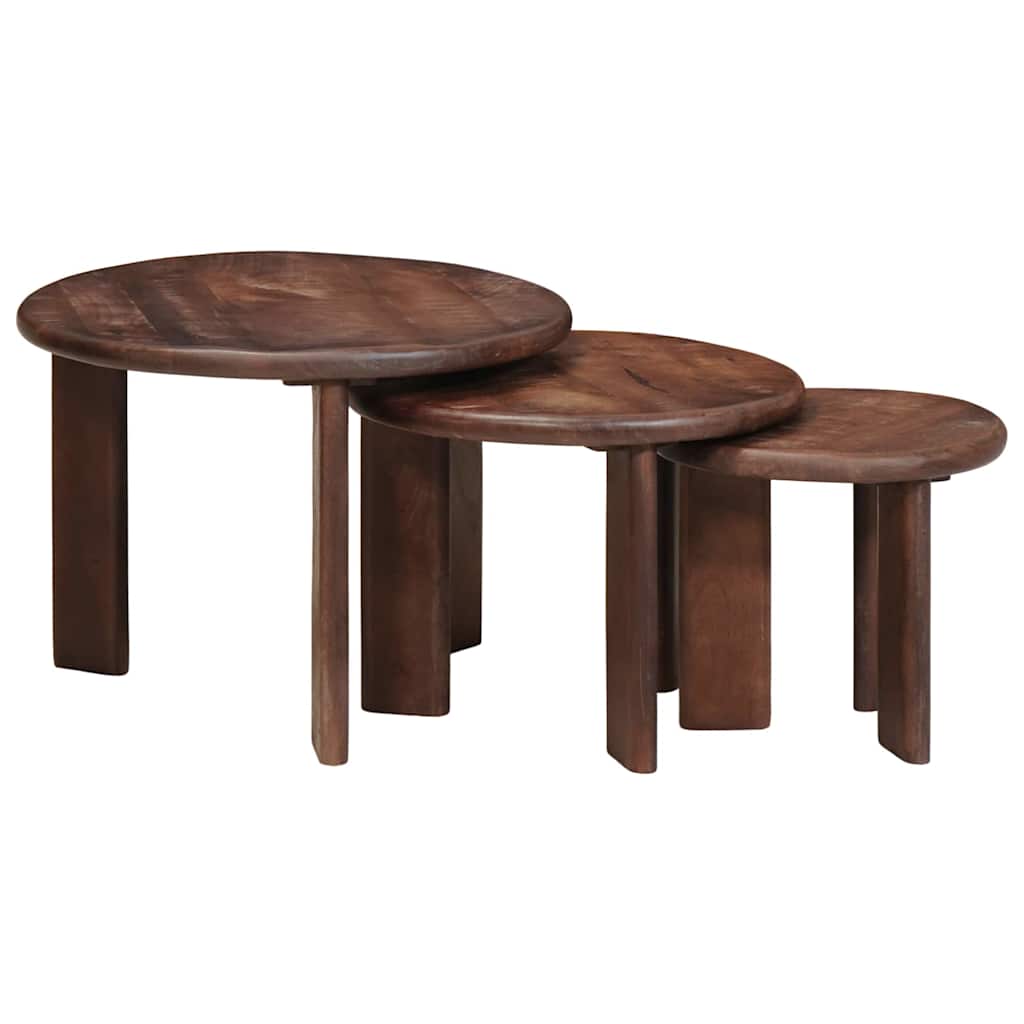 vidaXL Nesting Stoły Kawowe 3 pcs Ciemny brąz Drewno z mango