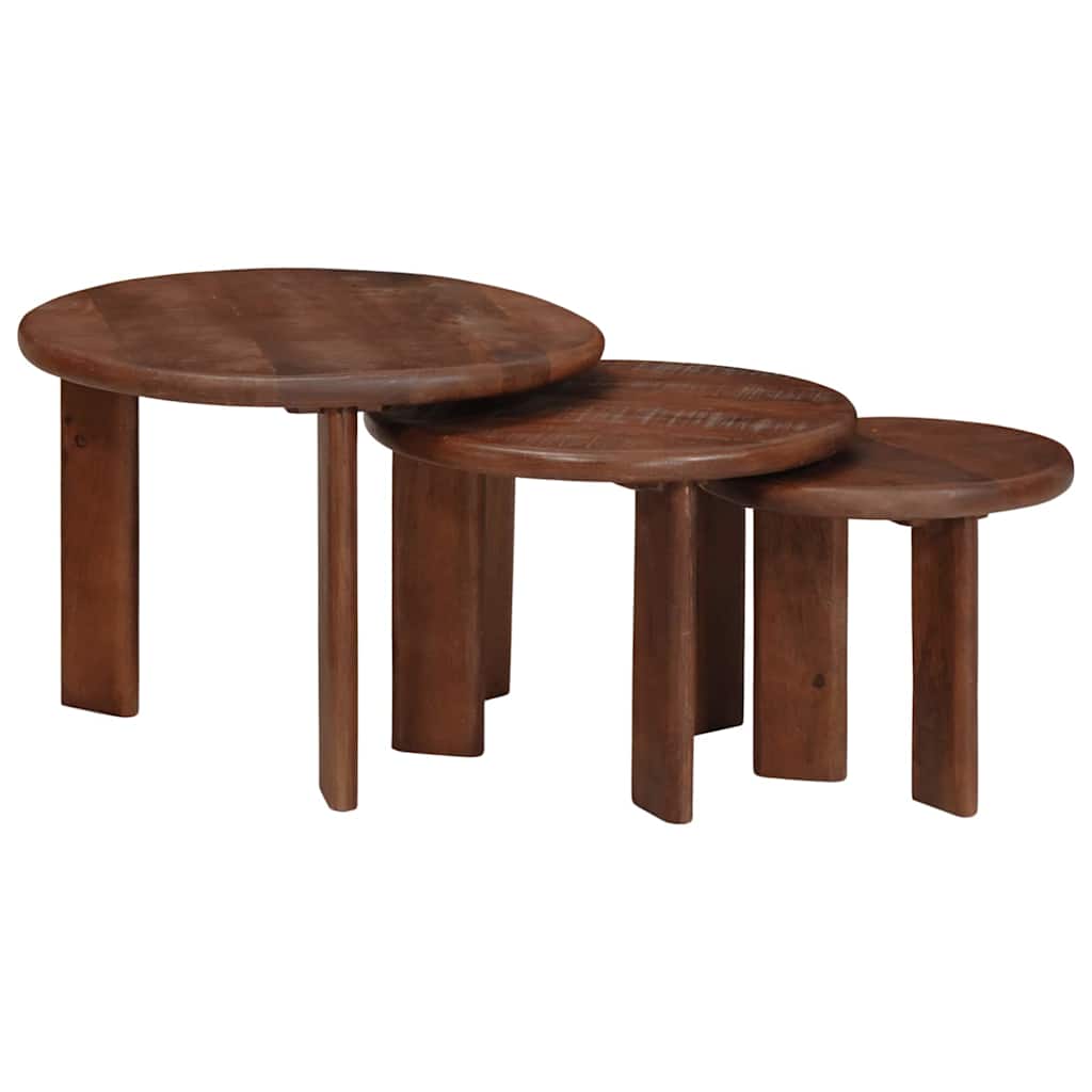 vidaXL Nesting Stoły Kawowe 3 pcs Ciemny brąz Drewno z mango
