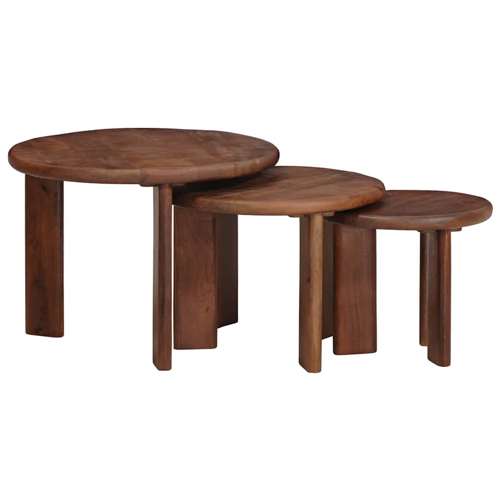 vidaXL Nesting Stoły Kawowe 3 pcs Ciemny brąz Drewno z mango