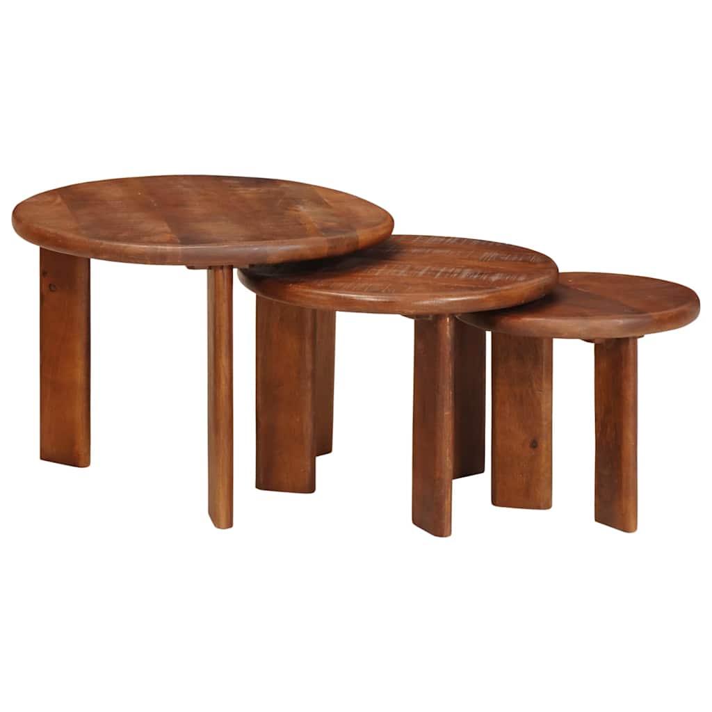 vidaXL Nesting Stoły Kawowe 3 pcs Miodowy brąz Drewno z mango