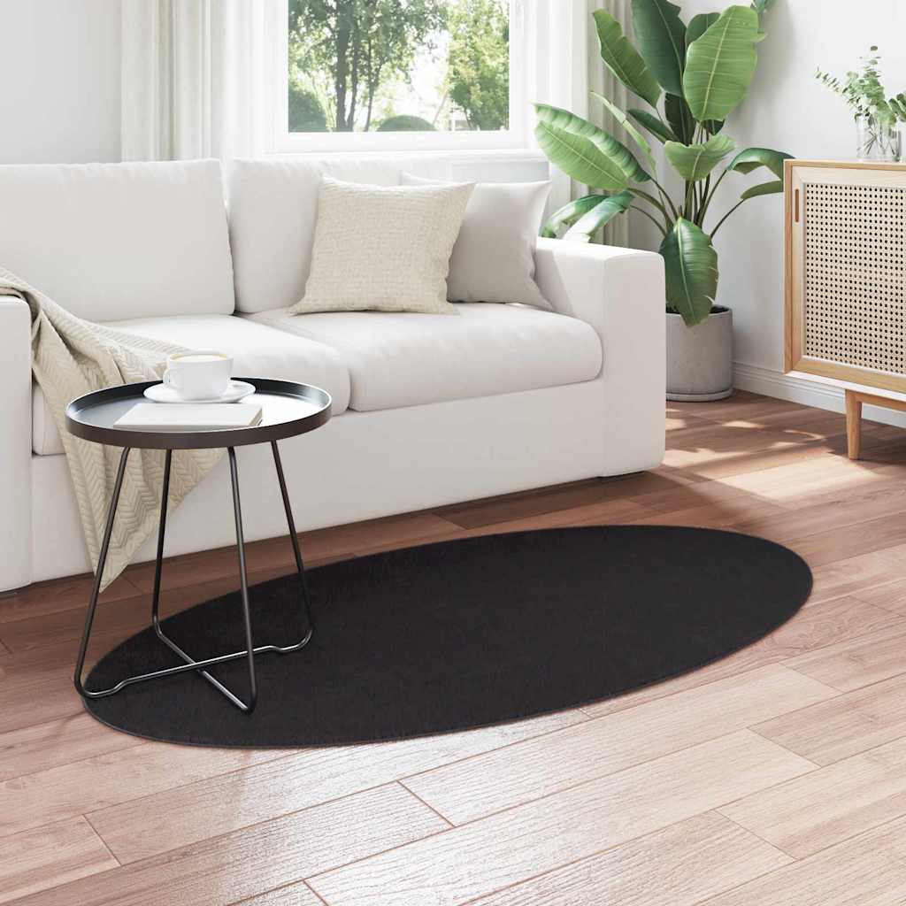 vidaXL Dywany pokojowe Owalny HUARTE Czarny 80 x 150 cm 100% poliester