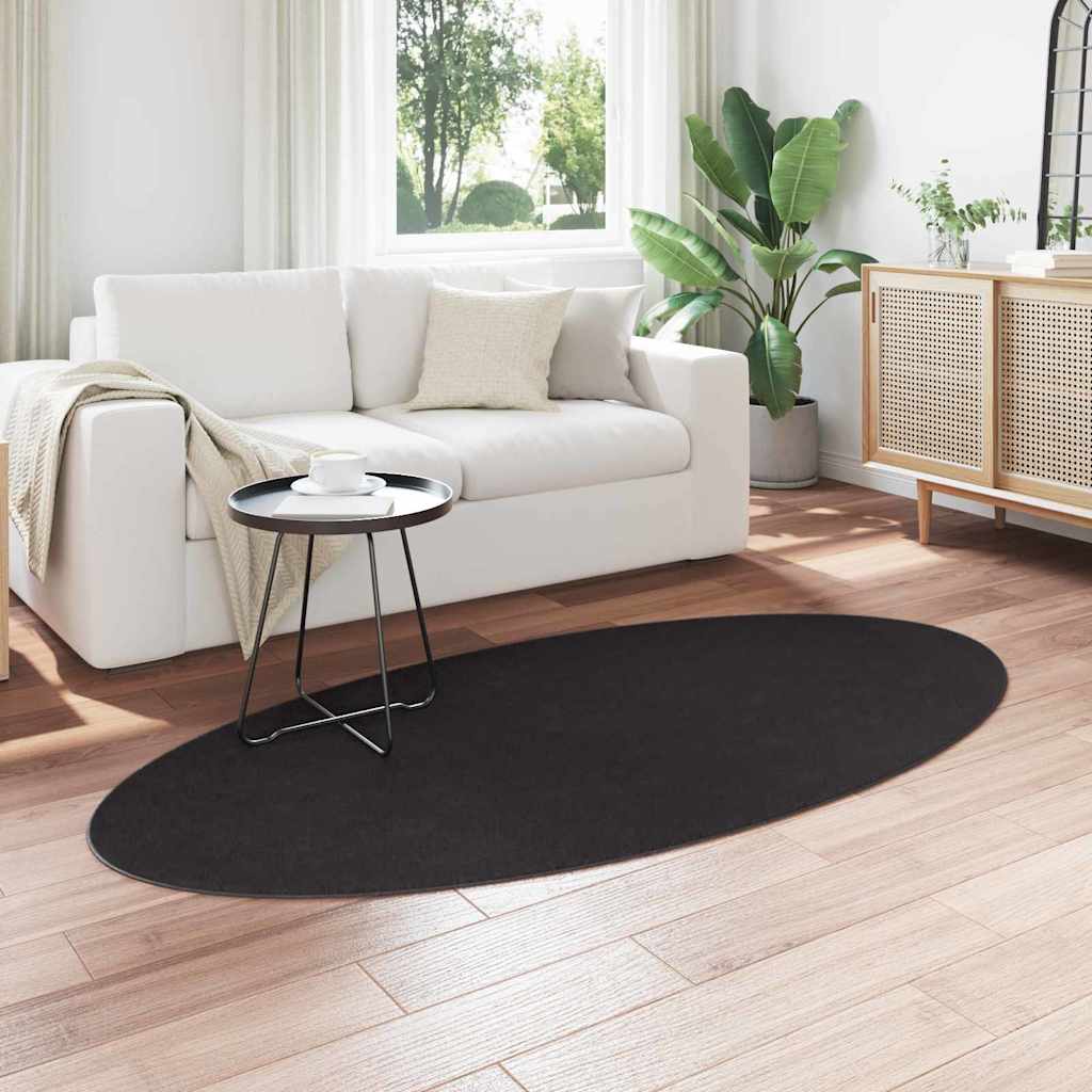 vidaXL Dywany pokojowe Owalny HUARTE Czarny 100 x 200 cm